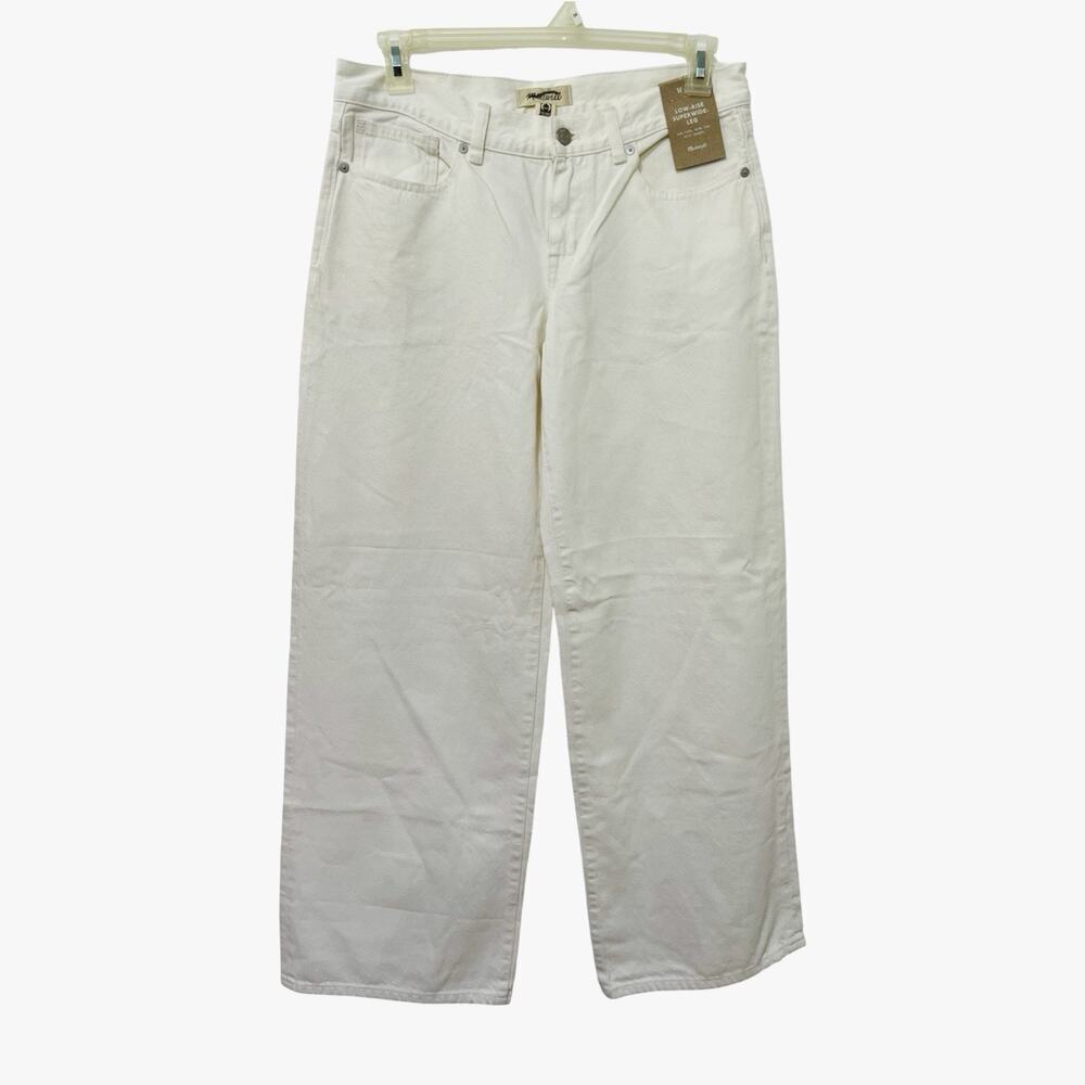 Madewell Womens Low Rise Super Wide Leg Jeans Size 28 Tile White Rigid Denim NWT